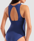 Arena Women's Mesh Angle Swimsuit Vent Back Black Navy