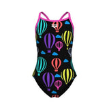 Girl's Balloons Swimsuit Lightdrop Back black-shocking pink