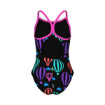 Girl's Balloons Swimsuit Lightdrop Back black-shocking pink