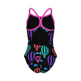 Girl's Balloons Swimsuit Lightdrop Back black-shocking pink