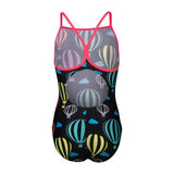 Girl's Balloons Swimsuit Lightdrop Back black-shocking pink