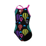 Girl's Balloons Swimsuit Lightdrop Back black-shocking pink