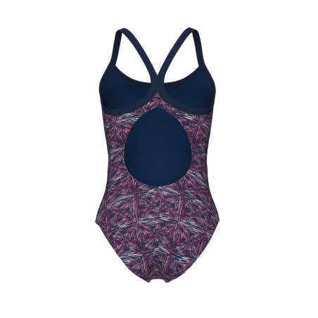 Women's Arena Abstract Tiles Swimsuit Lightdrop navy-red-white-blue
