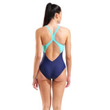 Women's Arena Lit Logo Swimsuit Swim Pro Back L Black-Navy-Water