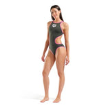 Arena Women's One Biglogo One Piece Dark Sage / Shocking Pink