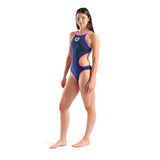 Arena Dames One Biglogo One Piece Marine-Fluo-Rood