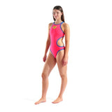 Arena Dames One Biglogo One Piece Marine-Fluo-Rood