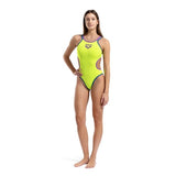 Women's One Double Cross Back One Piece Artic Lime - Blue Cosmo