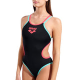Women's One Double Cross Back One Piece Black - Bright Coral