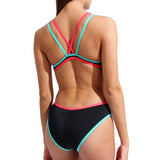 Women's One Double Cross Back One Piece Black - Bright Coral