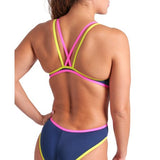 Women's One Double Cross Back One Piece Navy-Pink-Soft Green