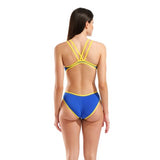 Women's One Double Cross Back One Piece  Neon Blue / Yellow