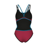 Women's One Double Cross Back One Piece red-black-blue-cosmo