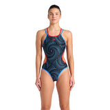 Dames One Double Cross Back One Piece blauw-zachtgroen