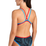 Dames One Double Cross Back One Piece blauw-zachtgroen