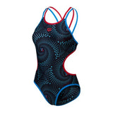 Dames One Double Cross Back One Piece blauw-zachtgroen