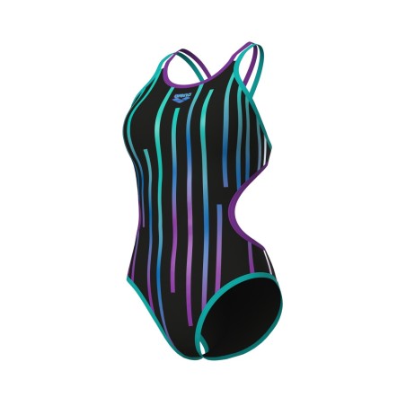 Women's One Metallic Paint Swimsuit black-water-purple