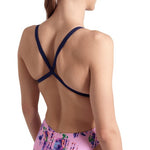 Arena Rose Texture-badpak XCross Back voor dames, multi roze-marineblauw