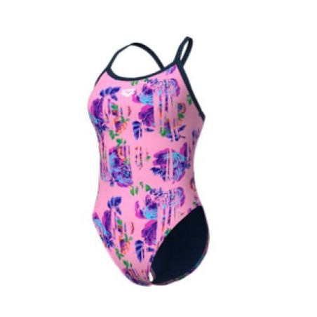 Arena Rose Texture-badpak XCross Back voor dames, multi roze-marineblauw