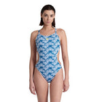 Women's Arena Hooked Reverse One Piece white-blue cosmo