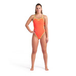 Arena Women's Solid Reversible Swimsuit Challenge Back blue-coral-lime