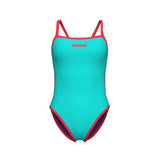 Arena Women's Solid Reversible Swimsuit Challenge Back plum-bright-coral