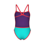 Arena Women's Solid Reversible Swimsuit Challenge Back plum-bright-coral