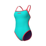 Arena Women's Solid Reversible Swimsuit Challenge Back plum-bright-coral