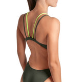Women's Swimsuit Tech Multi Solid Dark Sage - Artic Lime
