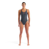 Women's Swimsuit Tech Multi Solid Asphalt - Bright Coral