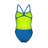 Women's Arena Team Swimsuit Challenge Solid Blue river-artic lime