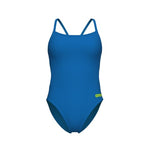 Women's Arena Team Swimsuit Challenge Solid Blue river-artic lime