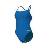 Women's Arena Team Swimsuit Challenge Solid Blue river-artic lime