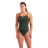 Women's Arena Team Swimsuit Challenge Solid dark-sage/shocking Pink