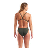 Women's Arena Team Swimsuit Challenge Solid dark-sage/shocking Pink