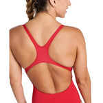 Women's Arena Team Swimsuit Pro Solid Red-White