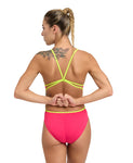 Arena Womens Solid Lace Back Freak-Rose / Soft-Green