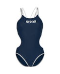 Women's One Double Cross Back One Piece Navy - White