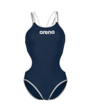 Women's One Double Cross Back One Piece Navy - White